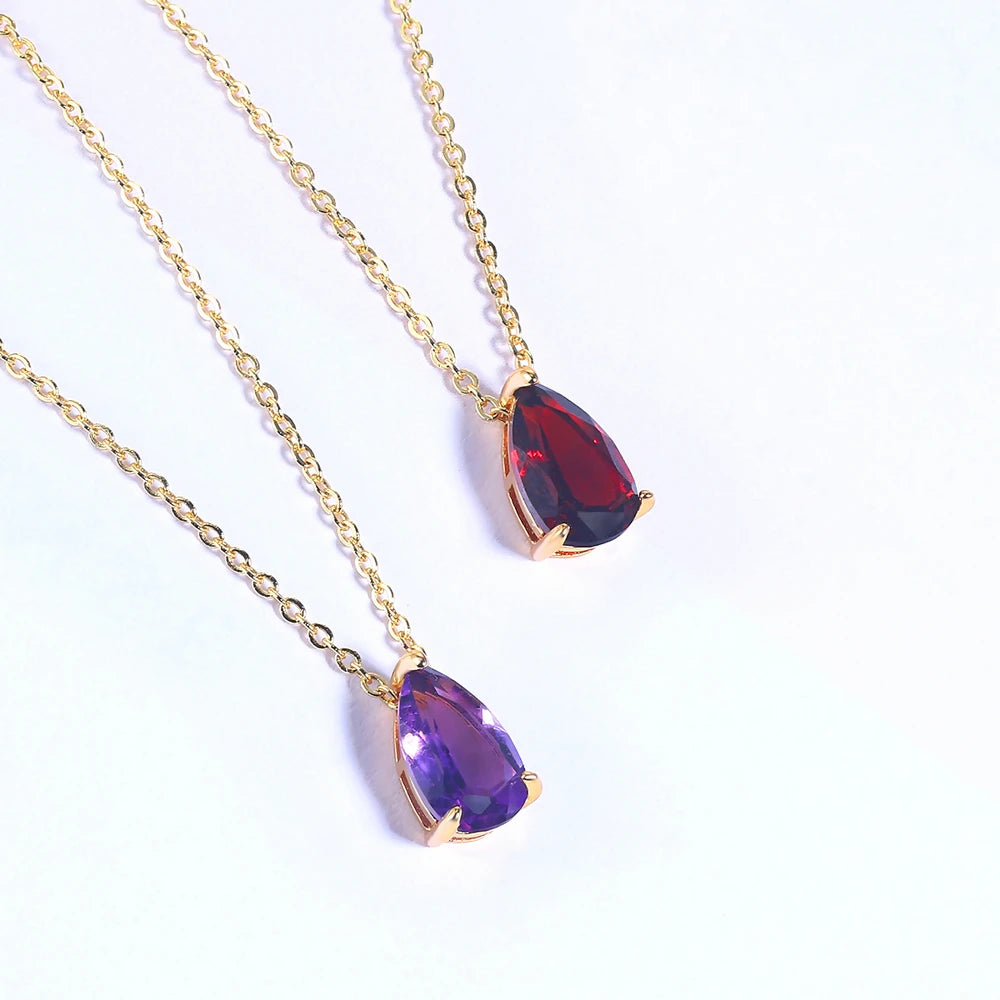 Collier Goutte Améthyste Plaqué Or