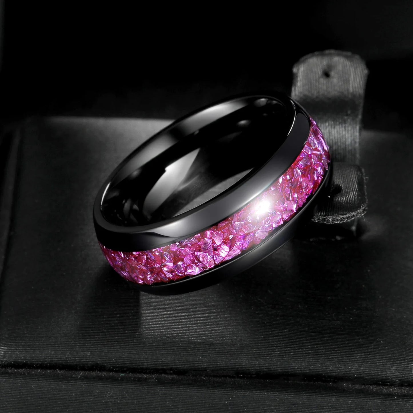 Bague Améthyste 8 mm Inox