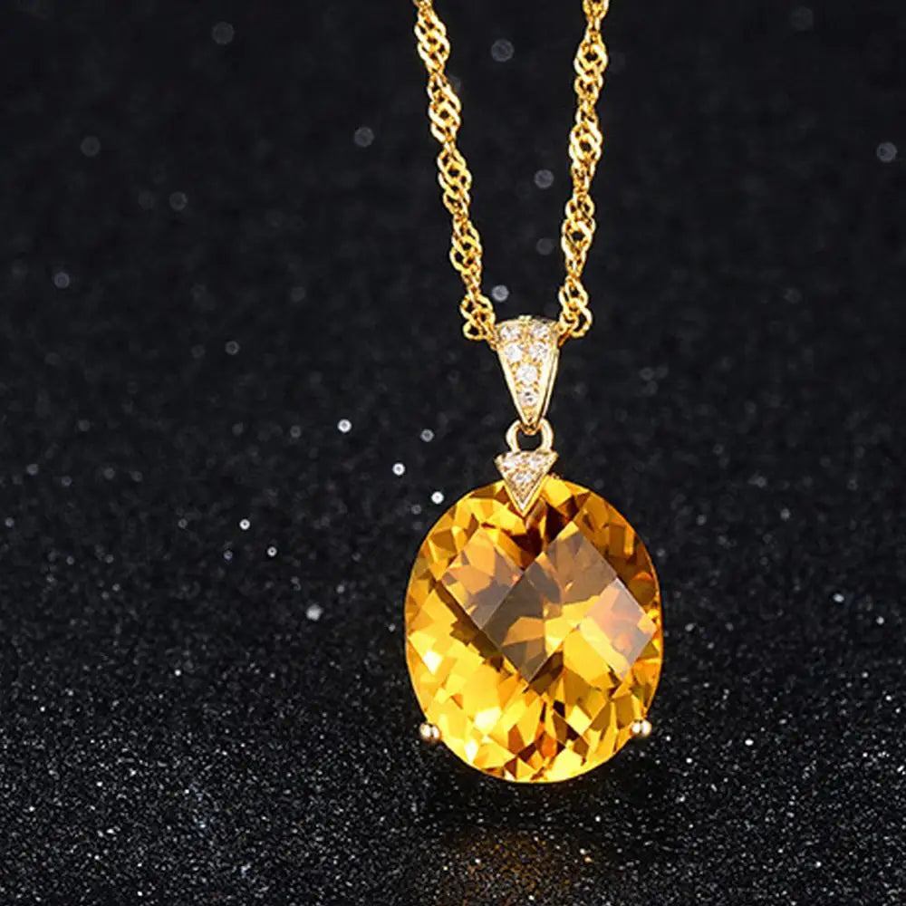 Collier Chaîne Or – Cristal Citrine