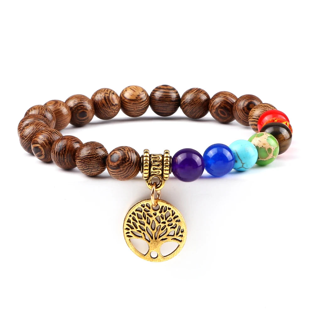 Bracelet 7 Chakras – Arbre de Vie & Yoga