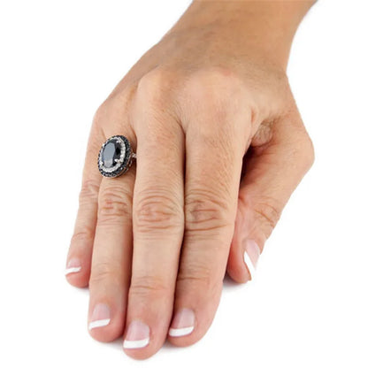 Bague Obsidienne Ovale Argent 925 Classique