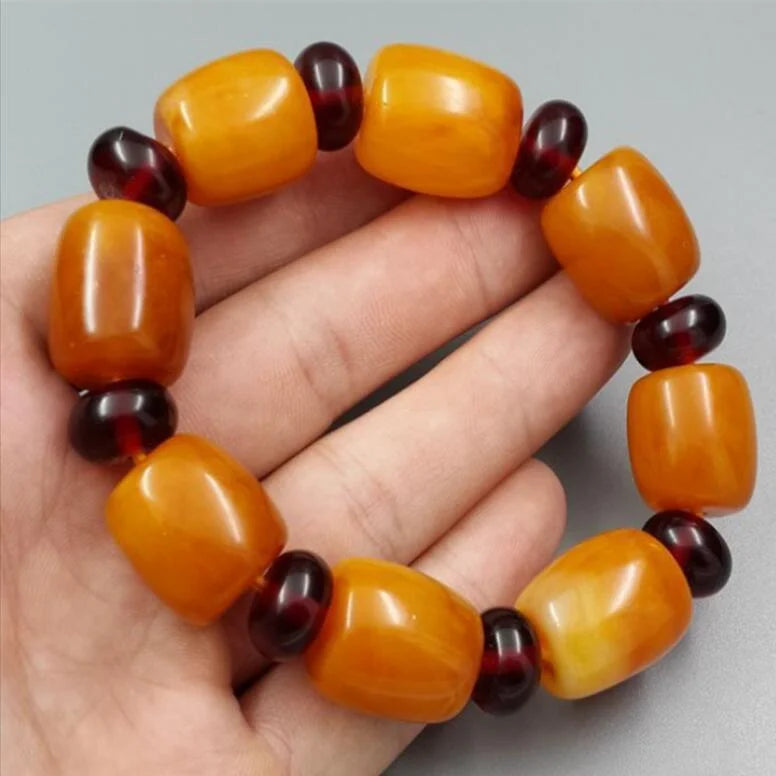 Bracelet Ambre Cire d’Abeille – Perles Baril