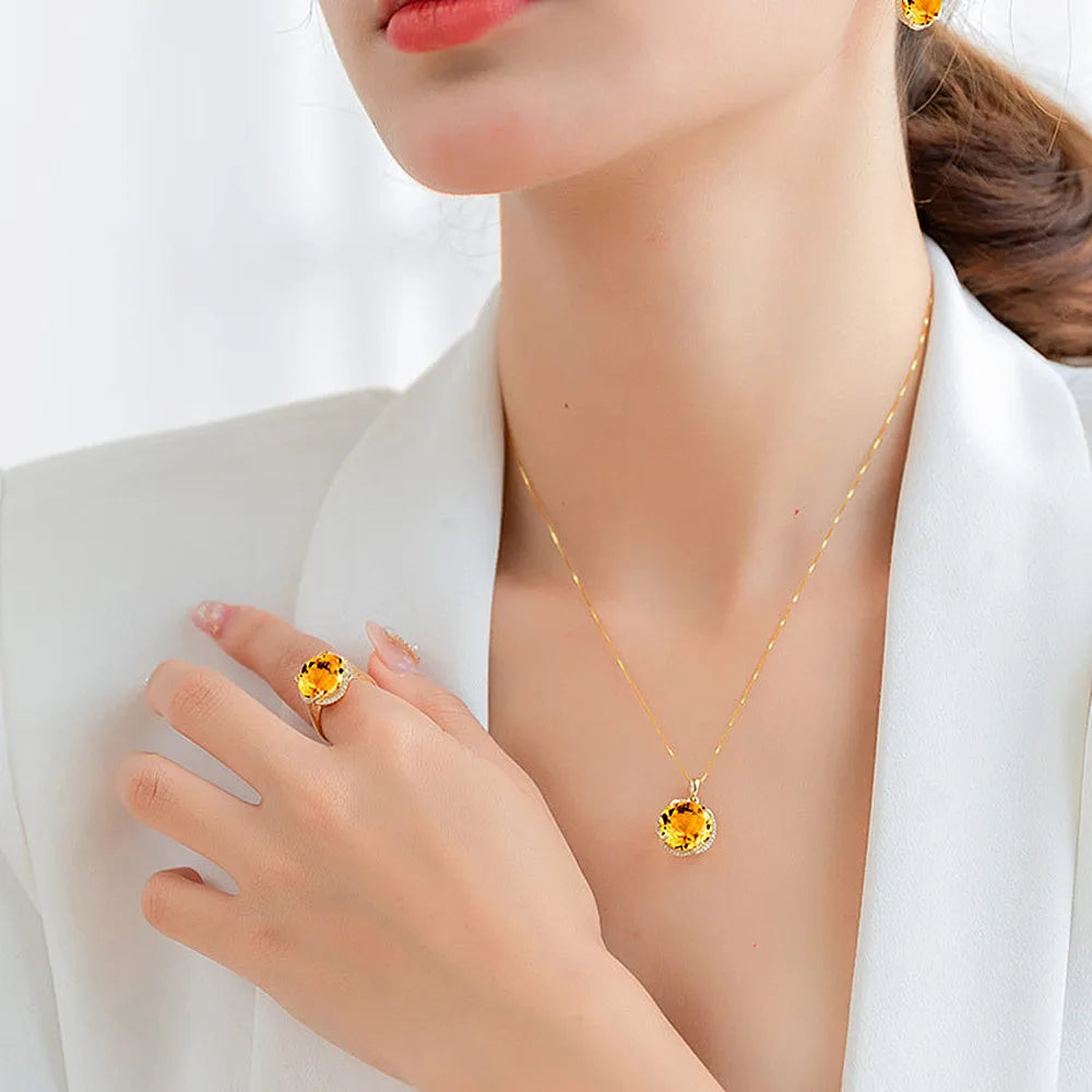 Collier Fleur Citrine Doré – Choker