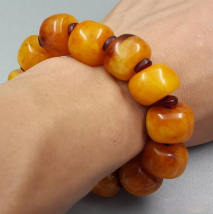 Bracelet Ambre Cire d’Abeille – Perles Baril