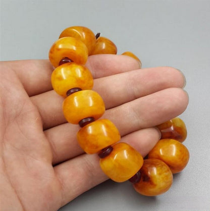 Bracelet Ambre Cire d’Abeille – Perles Baril