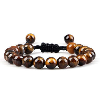 Bracelet Tressé Ajustable – Œil de Tigre 4-8 mm