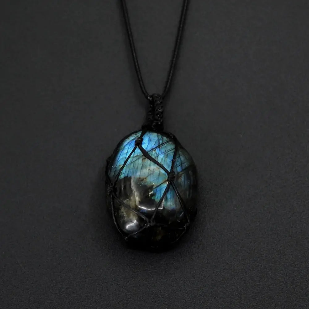 Collier Cœur Dragon Labradorite Tressé Yoga