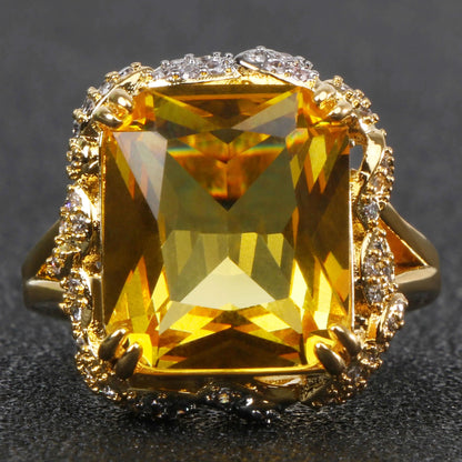 Bague Carrée Citrine Argent 925