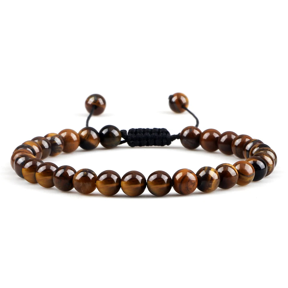 Bracelet Tressé Ajustable – Œil de Tigre 4-8 mm