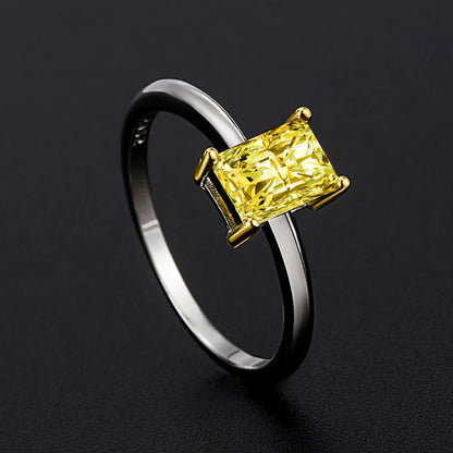 Bague Citrine Rectangulaire Argent 925