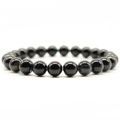 Bracelet Minimaliste Agate Noire (6-12 mm)