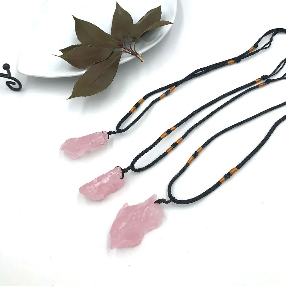 Collier Quartz Rose Brute Aléatoire Reiki