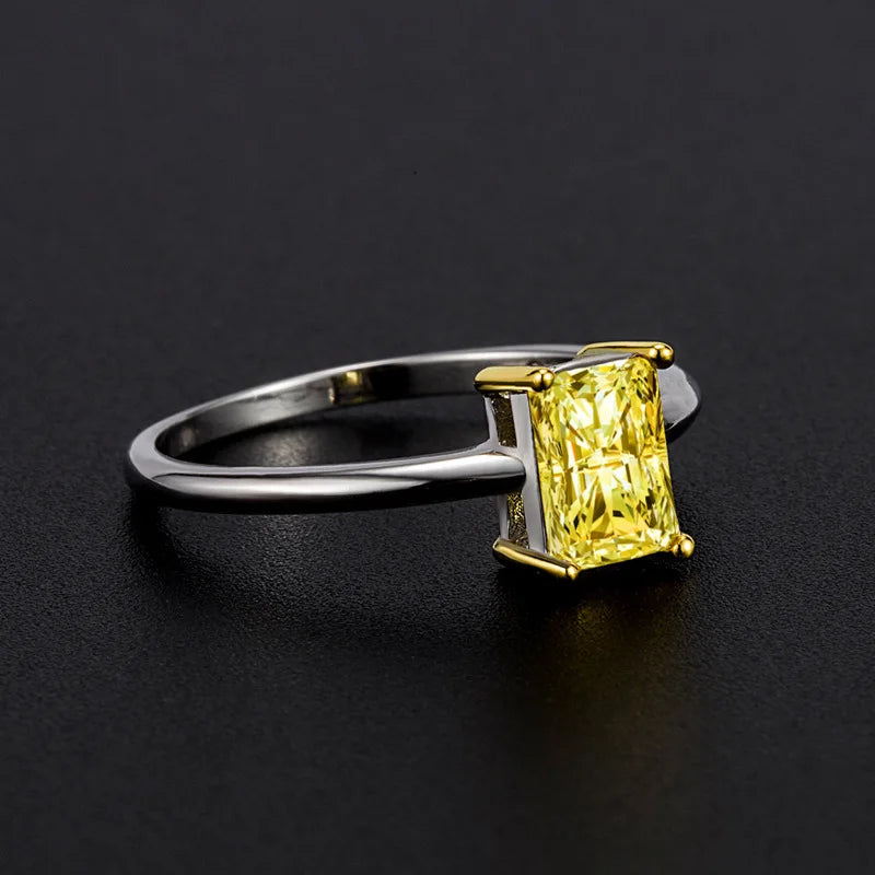 Bague Citrine Rectangulaire Argent 925