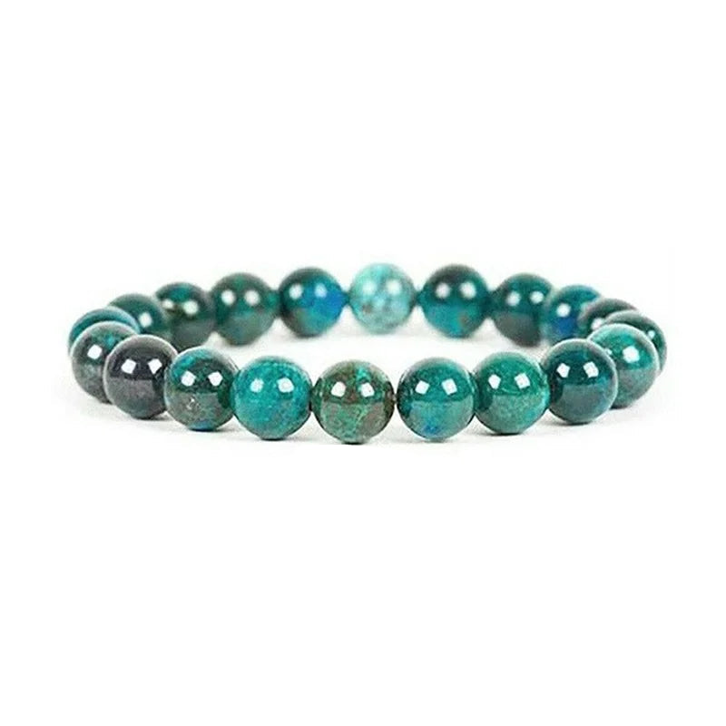 Bracelet Chrysocolle & Malachite 8 mm – Naturel & Équilibrant