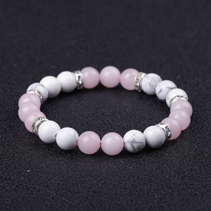 Bracelet Quartz Rose, Howlite & Turquoise (8 mm)