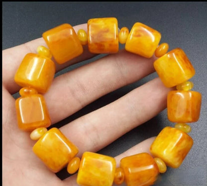 Bracelet Ambre Cire d’Abeille – Perles Baril