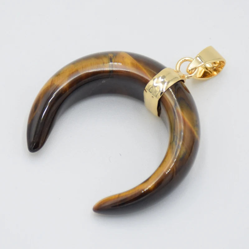 Collier Forme de Lune, Labradorite, Œil de Tigre