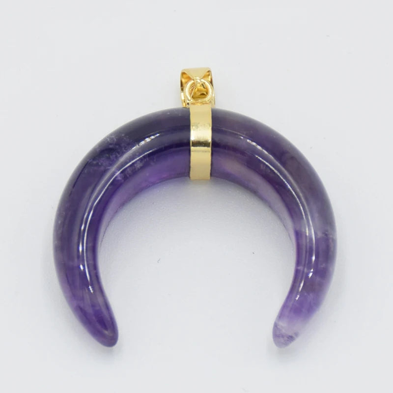 Collier Forme de Lune, Labradorite, Œil de Tigre