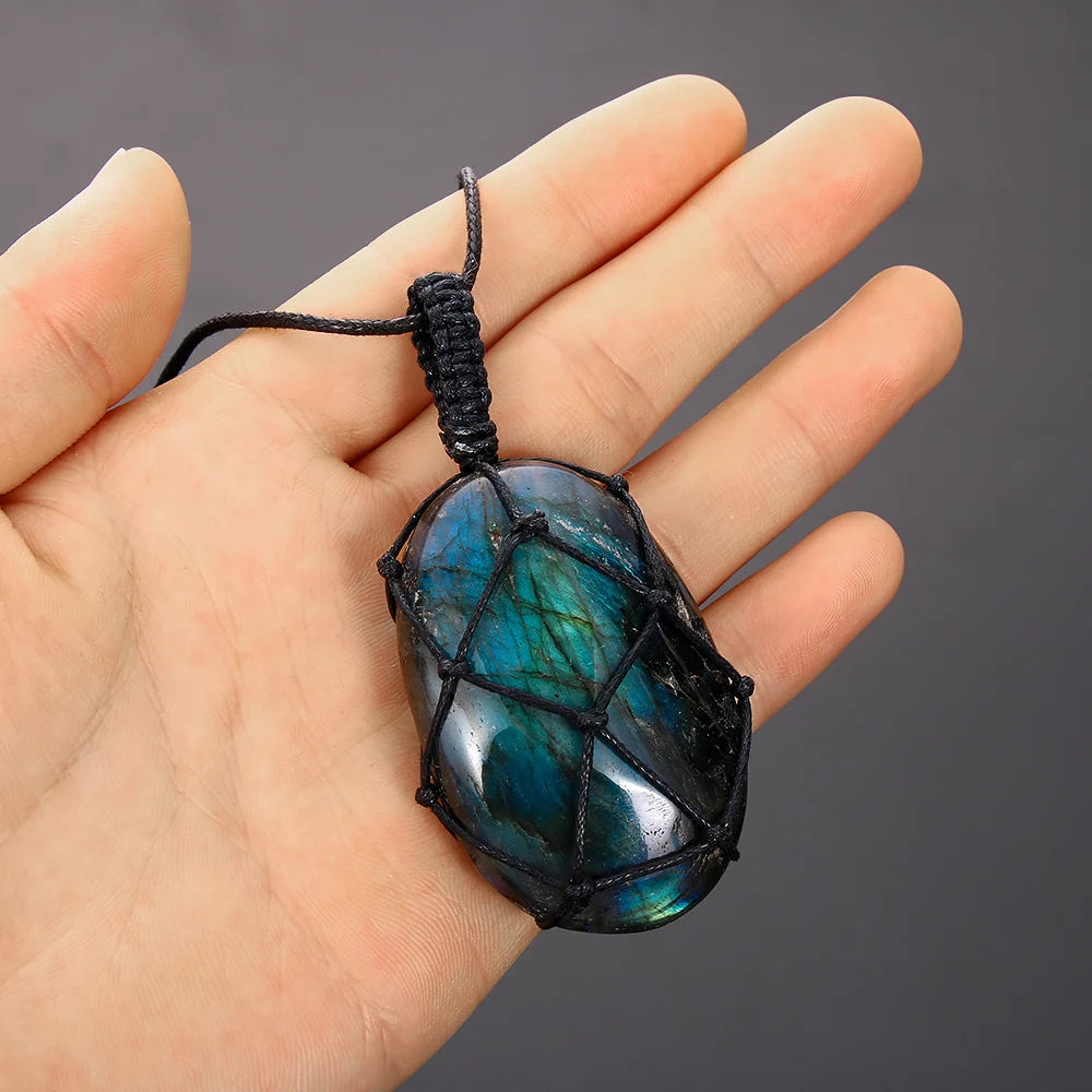 Collier Cœur Dragon Labradorite Tressé Yoga