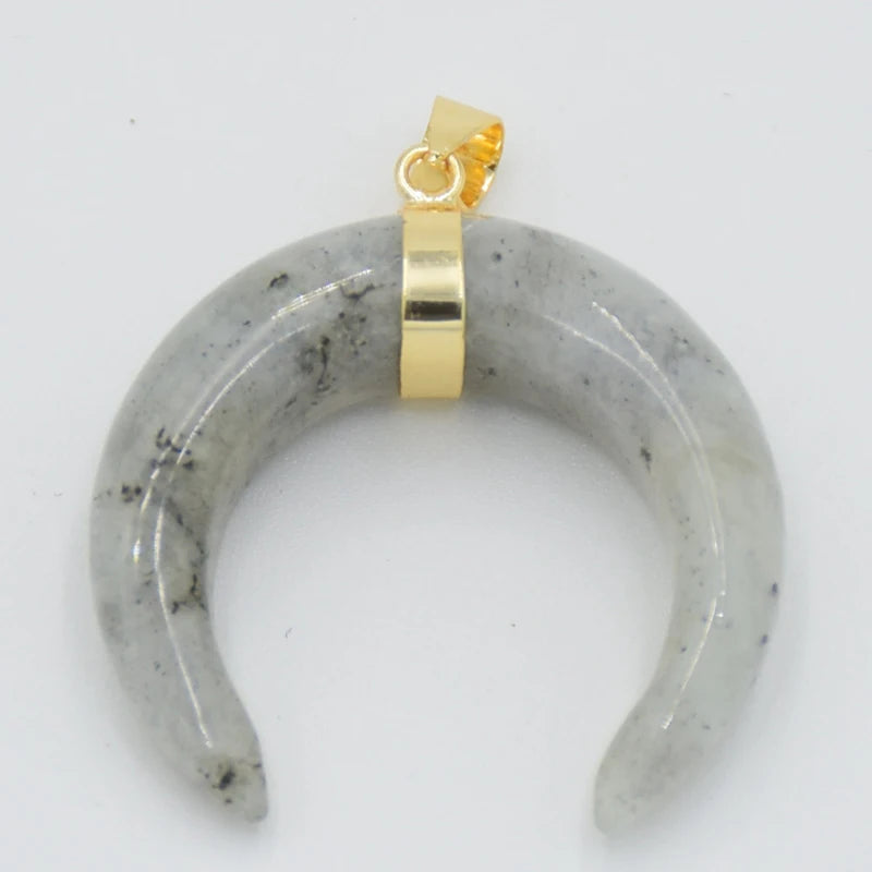 Collier Forme de Lune, Labradorite, Œil de Tigre