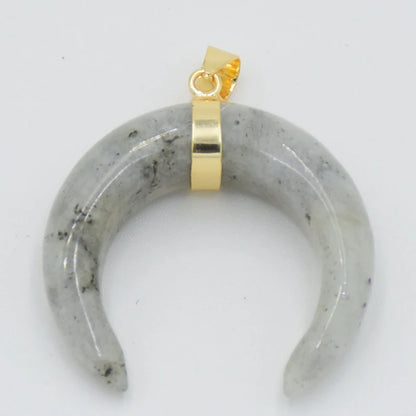 Collier Forme de Lune, Labradorite, Œil de Tigre