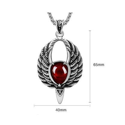 Collier Grand Oiseau Gothique Grenat Opale