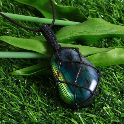 Collier Cœur Dragon Labradorite Tressé Yoga