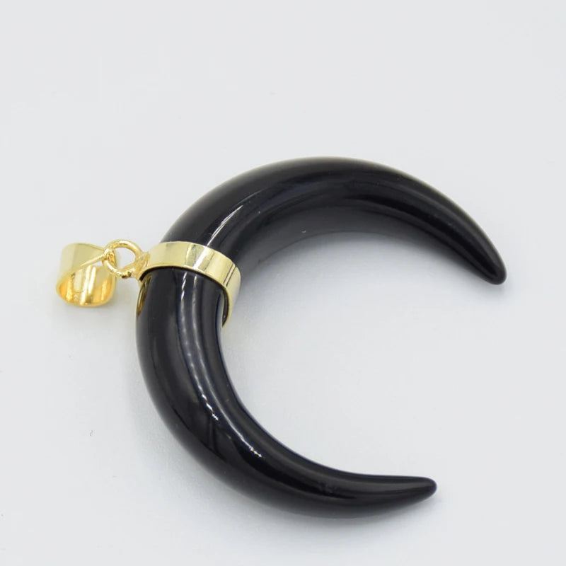 Collier Forme de Lune, Labradorite, Œil de Tigre