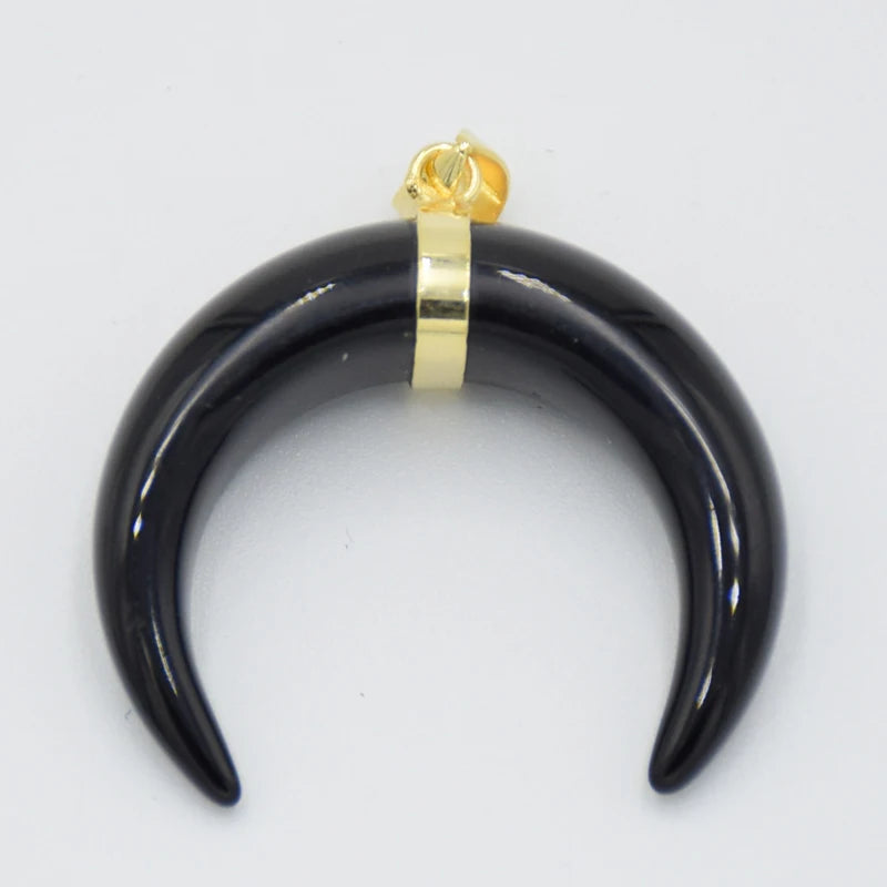 Collier Forme de Lune, Labradorite, Œil de Tigre