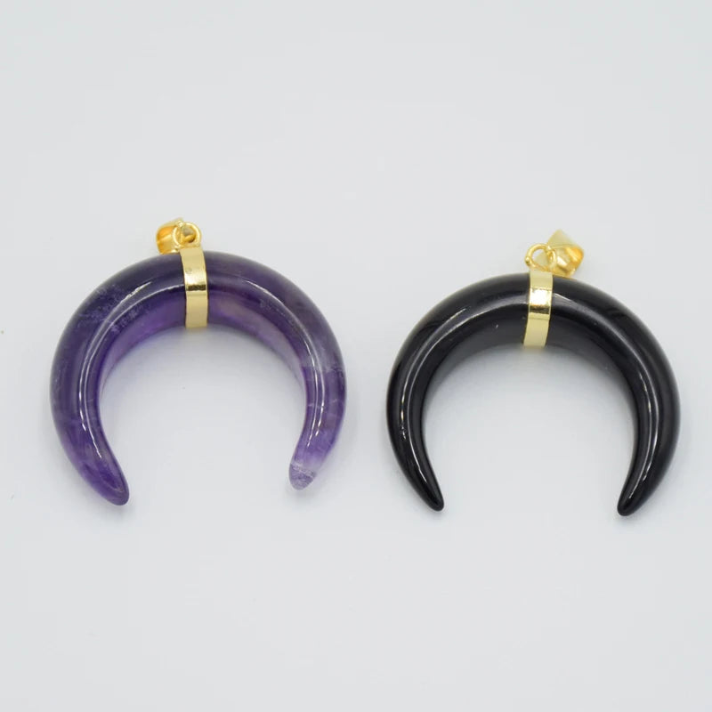 Collier Forme de Lune, Labradorite, Œil de Tigre