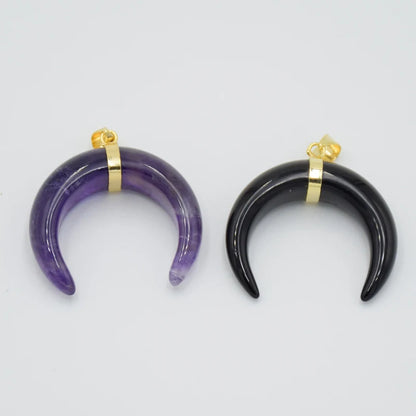 Collier Forme de Lune, Labradorite, Œil de Tigre