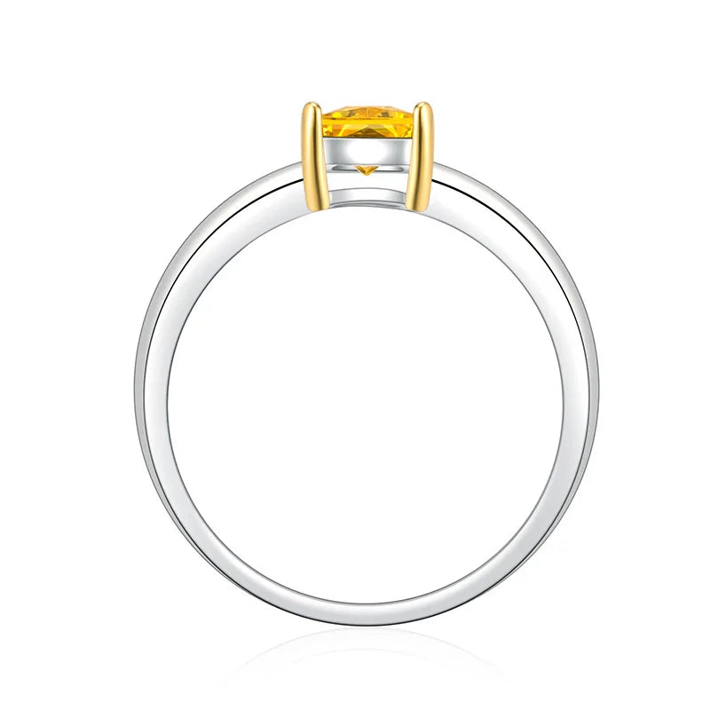 Bague Citrine Rectangulaire Argent 925