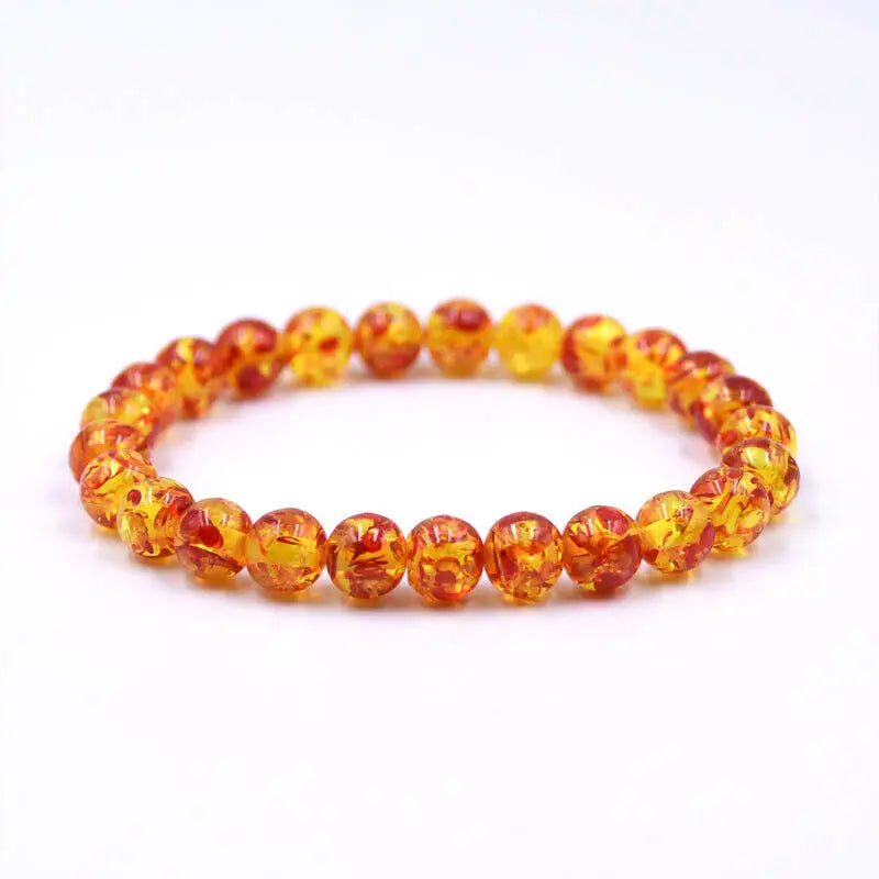 Bracelet Ambre Naturelle 8 mm – Bouddha & Énergie