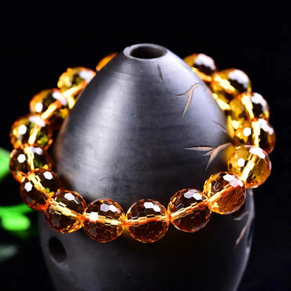 Bracelet Citrine Jaune (8-12 mm) – Perles Claires & Énergie