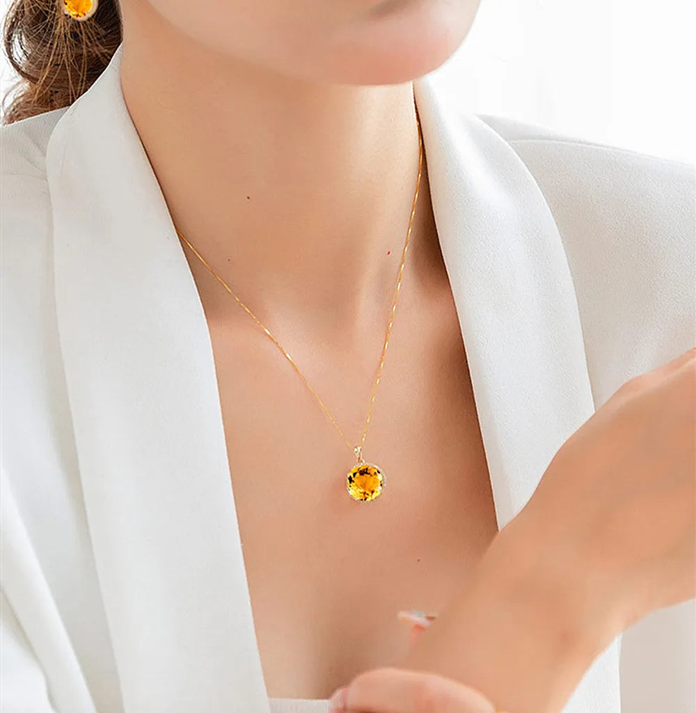 Collier Fleur Citrine Doré – Choker