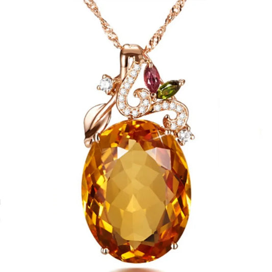 Collier Ovale Citrine Zircon Argent 925