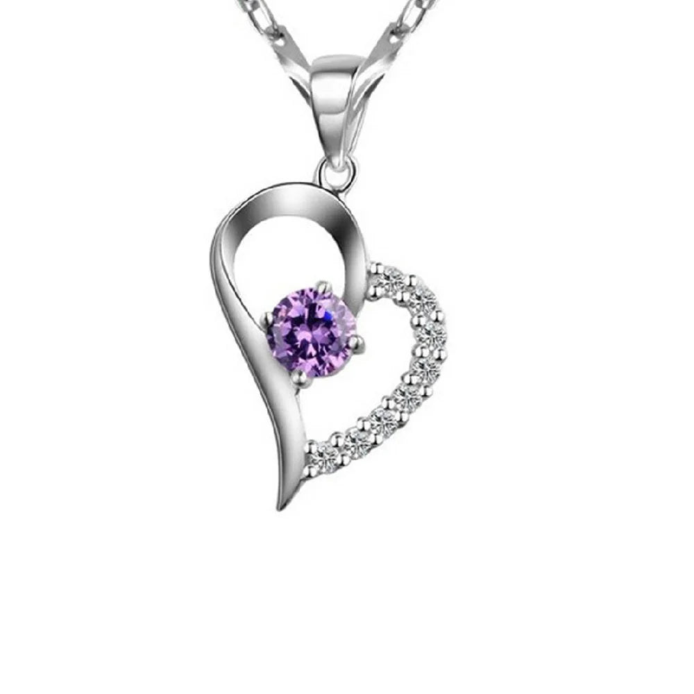 Collier Argent 925 Cœur Améthyste Luxe
