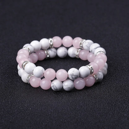 Bracelet Quartz Rose, Howlite & Turquoise (8 mm)