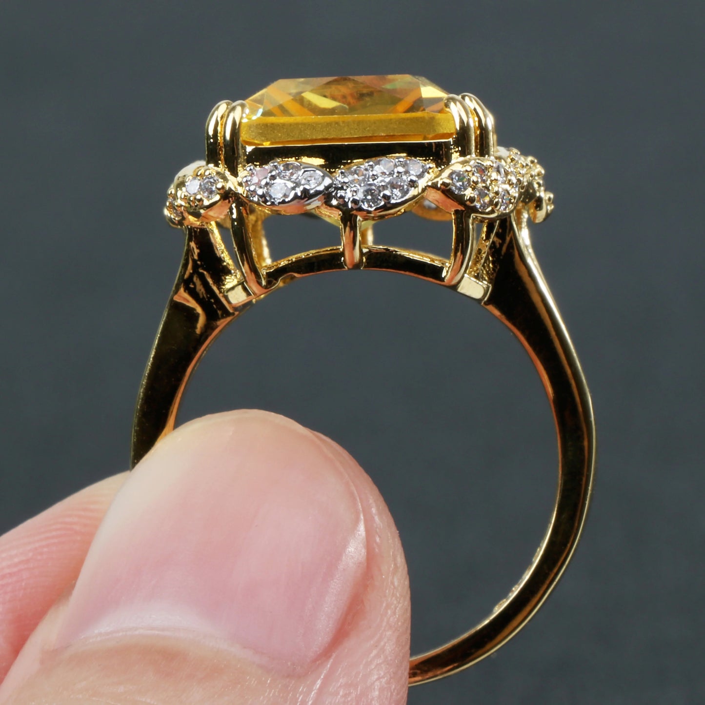 Bague Carrée Citrine Argent 925