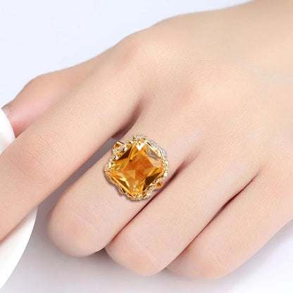 Bague Carrée Citrine Argent 925