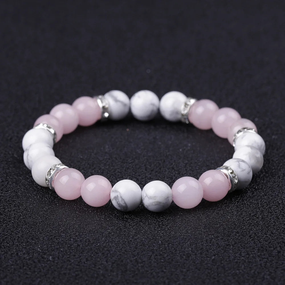 Bracelet Quartz Rose, Howlite & Turquoise (8 mm)