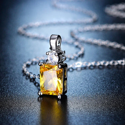 Collier Citrine & Zircon – Argent 925