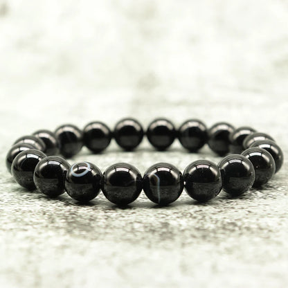 Bracelet Minimaliste Agate Noire (6-12 mm)