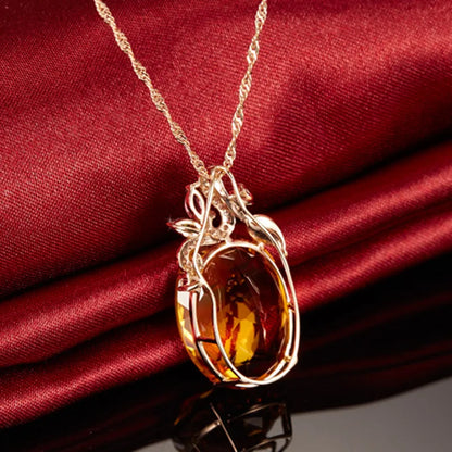 Collier Ovale Citrine Zircon Argent 925