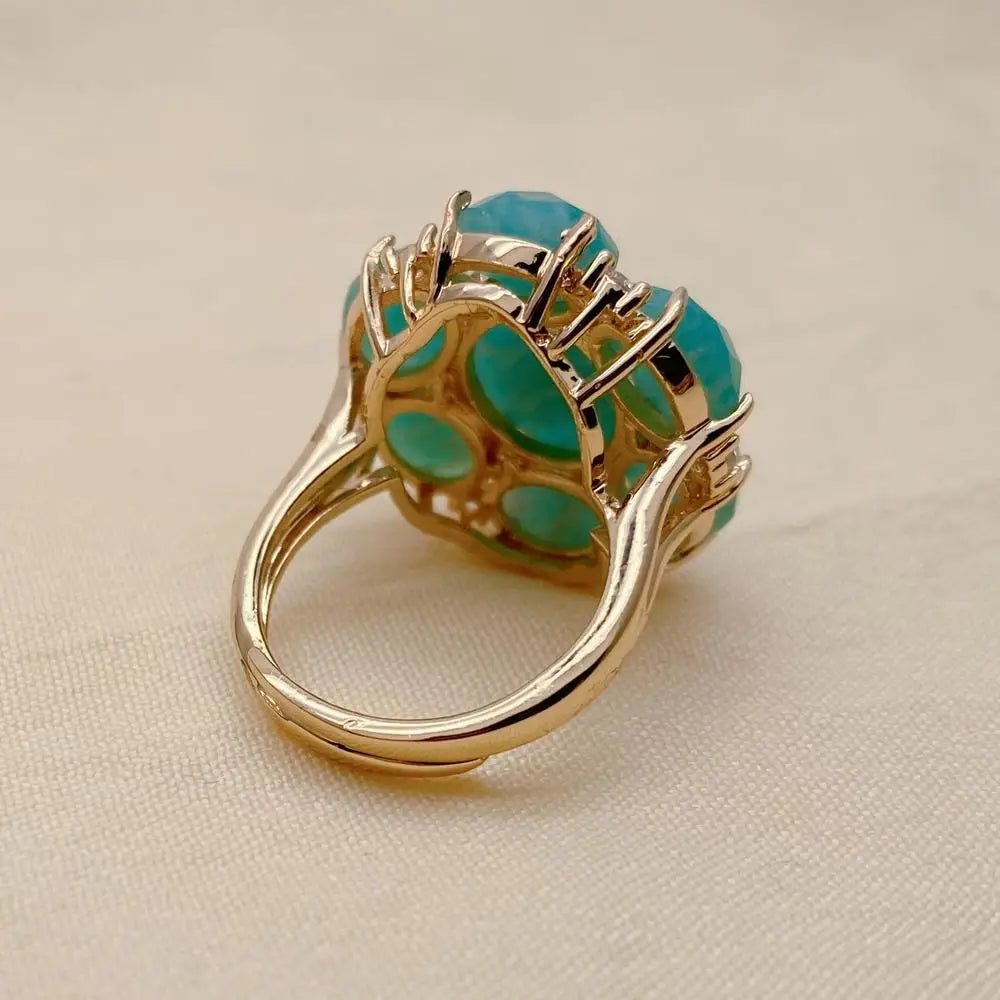 Bague Amazonite Facettée Pavé CZ