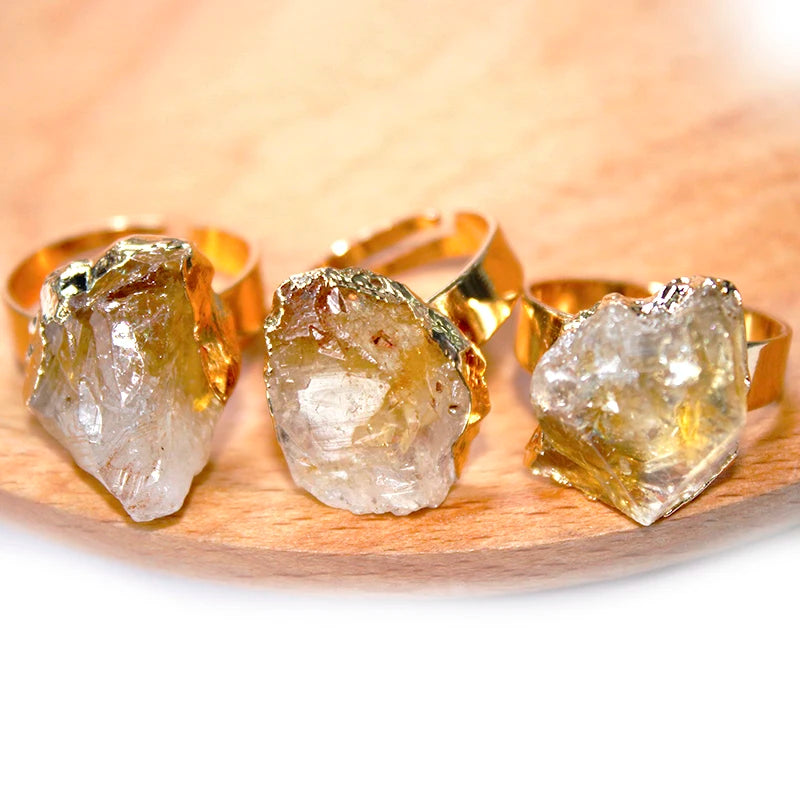 Bague Citrine Brute Large Ajustable