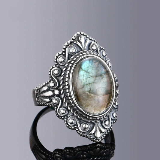 Bague Ovale Labradorite Argent 925