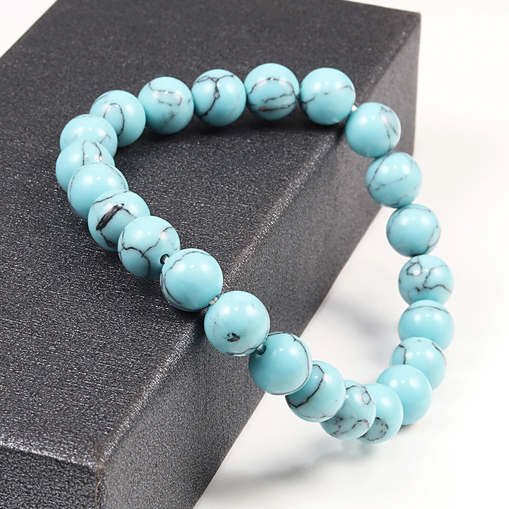 Bracelet Turquoise Boho (6/8/10 mm) – Femme/Homme