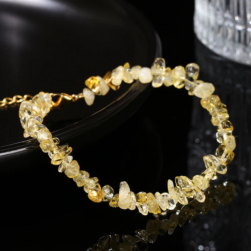 Bracelet Femme Citrine Brute Ajustable