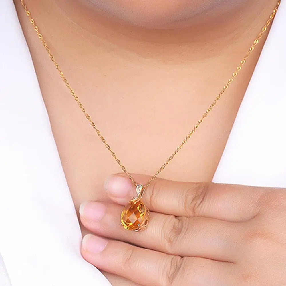 Collier Chaîne Or – Cristal Citrine